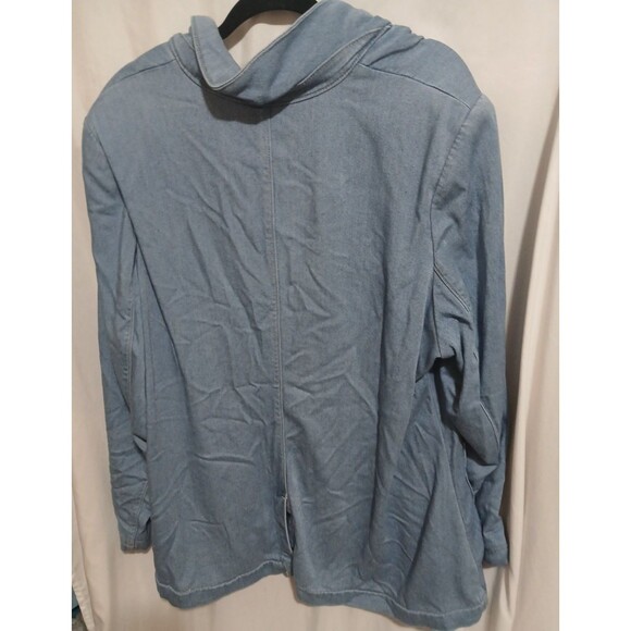 Lane Bryant Jacket Womens 26 Light Wash Chambray Button Soft Stretch Pockets - Picture 6 of 9